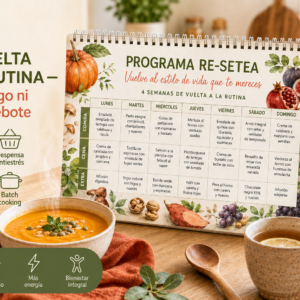 Programa RE-SETEA: calendario de menús saludables de otoño sobre una mesa de cocina